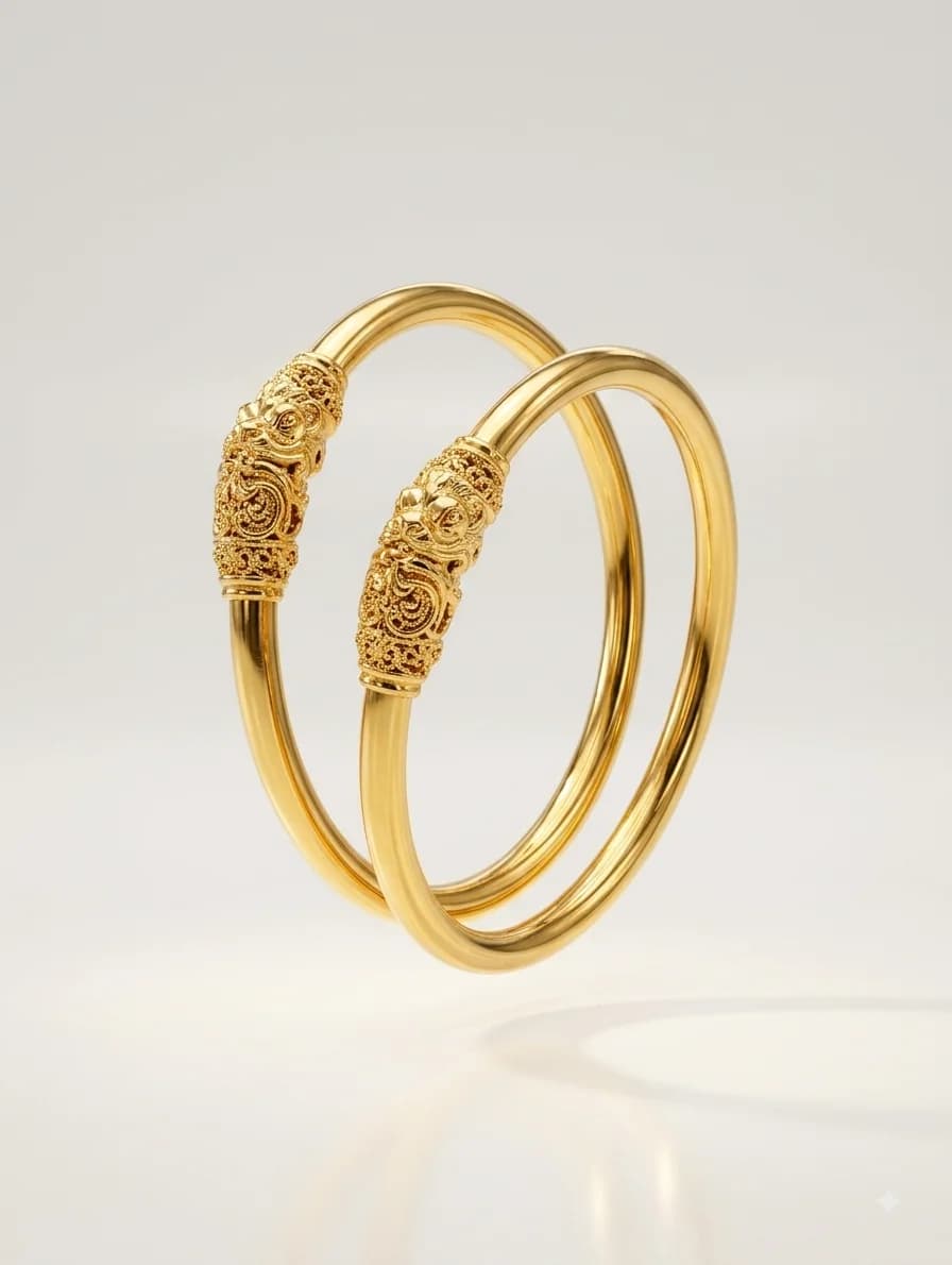 Gold-Tone Nakshi Bangle Pair in silver